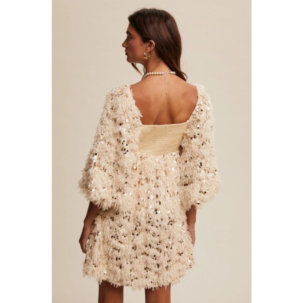 Sequin Fringe Mini Dress Holiday Dress Party Dress Christmas Night Out - Picture 4 of 4